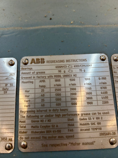 ABB 3GLP453510-RDG AC Motor 800 kW 460V 1494 RPM Horizontal Mounting (IMB3 / IM1001) Year 2021