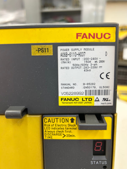 FANUC A06B-6110-H037 200 to 240V AC 3 Phase Power Supply Module