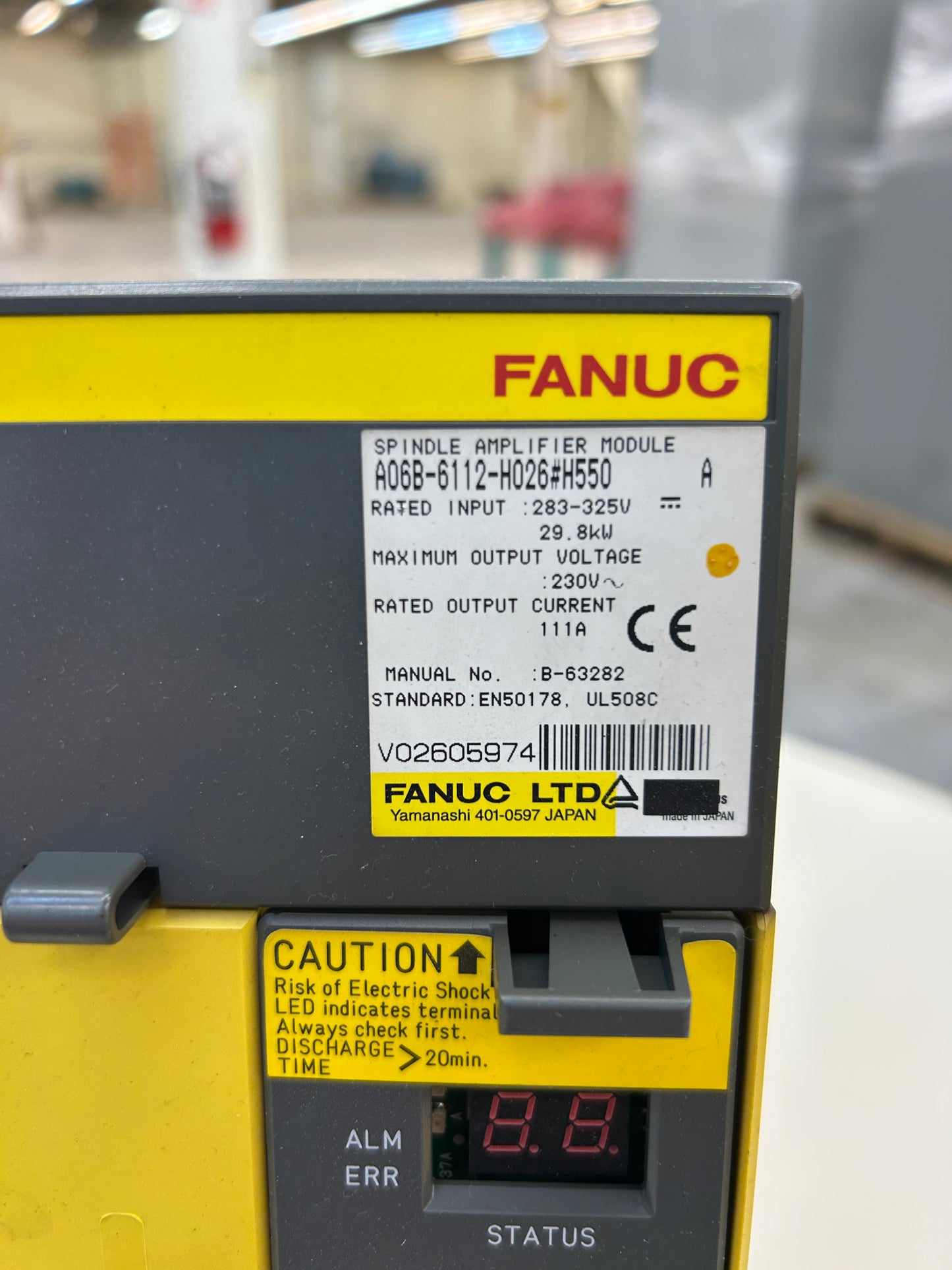 Fanuc A06B-6112-H026#H550 283 to 325 V Input, 230 V Output Spindle Amplifier Module