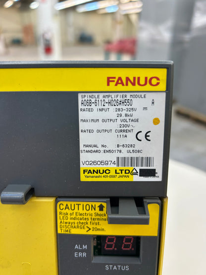 Fanuc A06B-6112-H026#H550 283 to 325 V Input, 230 V Output Spindle Amplifier Module
