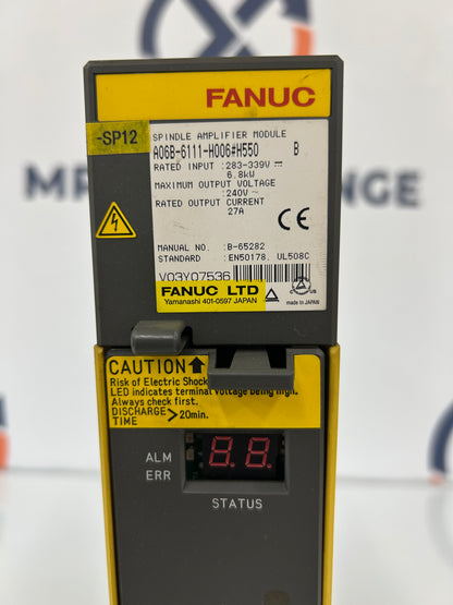 Fanuc A06B-6111-H006#H550 283 To 339V DC Input, 240V AC Output Spindle Amplifier Module