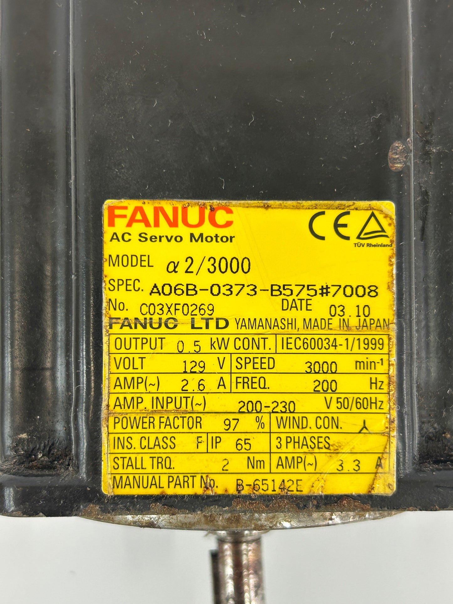 FANUC A06B-0373-B575#7008 1kW 3000 RPM AC Servo Motor
