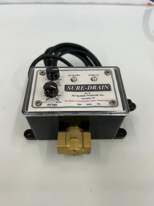 Air System Products SD11-Y Electronic Timer Condensate Drain Valve – 120V, 275 PSI, 1/4 In. NPT Inlet, 1/2 In. NPT Outlet