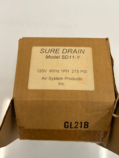 Air System Products SD11-Y Electronic Timer Condensate Drain Valve – 120V, 275 PSI, 1/4 In. NPT Inlet, 1/2 In. NPT Outlet