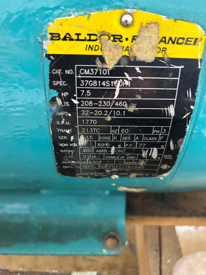 Baldor CM3710T AC Motor 7.5 HP 1770 RPM