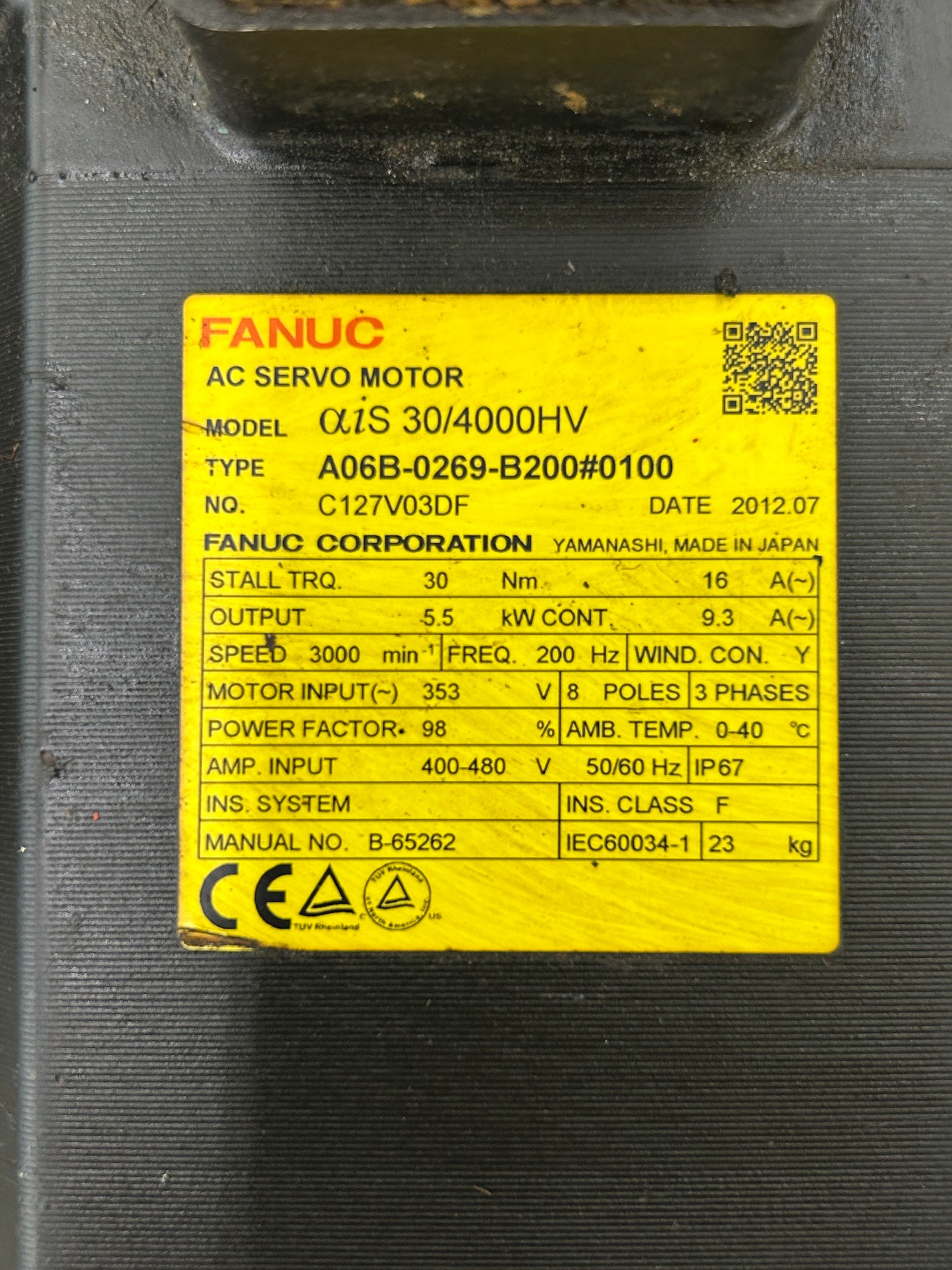 FANUC Servo Motor A06B-0269-B200#0100 - 5 kW 3000 RPM