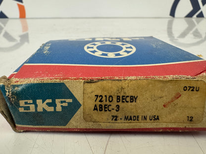 SKF 7210 BECBY Angular Contact Ball Bearing – 50mm ID x 90mm OD x 20mm Width – New m00189