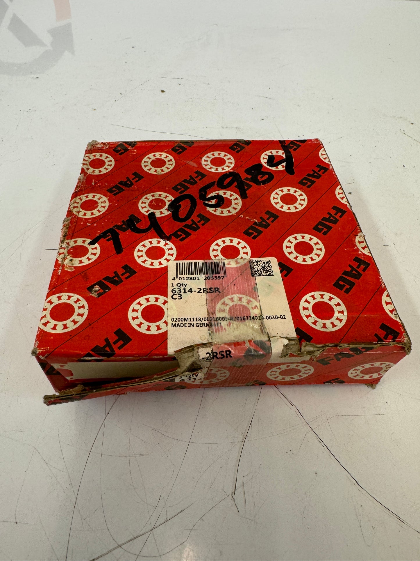 FAG 6314-2RSR-C3 Bearing – 70mm ID x 150mm OD x 35mm Width – New