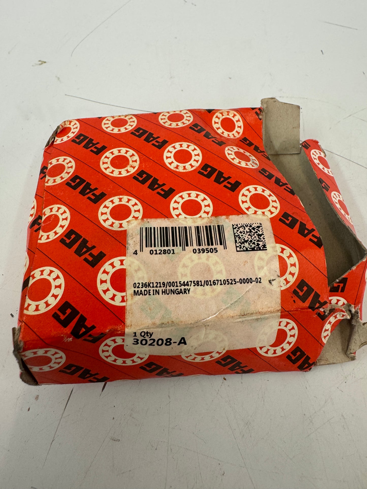 FAG 30208-A Tapered Roller Bearing – 40mm ID x 80mm OD x 19.75mm Width – New m00253