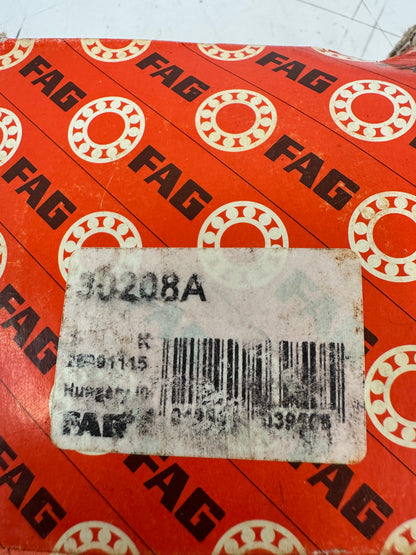 FAG 30208-A Tapered Roller Bearing – 40mm ID x 80mm OD x 19.75mm Width – New m00254