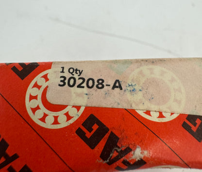 FAG 30208-A Tapered Roller Bearing – 40mm ID x 80mm OD x 19.75mm Width – New