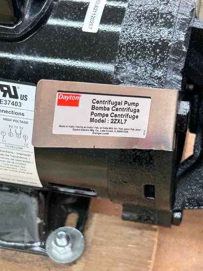Dayton Centrifugal Pump 2ZXL7 1-1/4 in NPT Inlet, 1 in NPT Discharge 82 ft Max Head