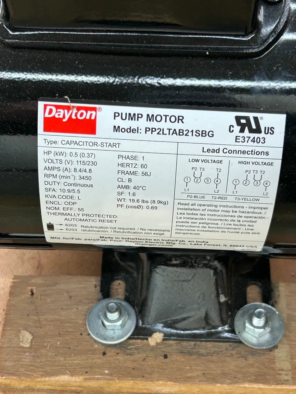 Dayton Centrifugal Pump 2ZXL7 1-1/4 in NPT Inlet, 1 in NPT Discharge 82 ft Max Head