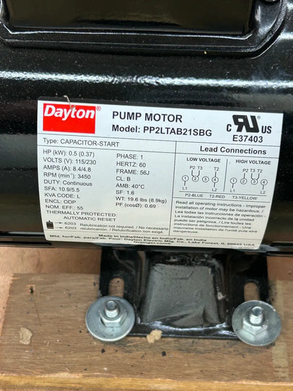 Dayton Centrifugal Pump 2ZXL7 1-1/4 in NPT Inlet, 1 in NPT Discharge 82 ft Max Head
