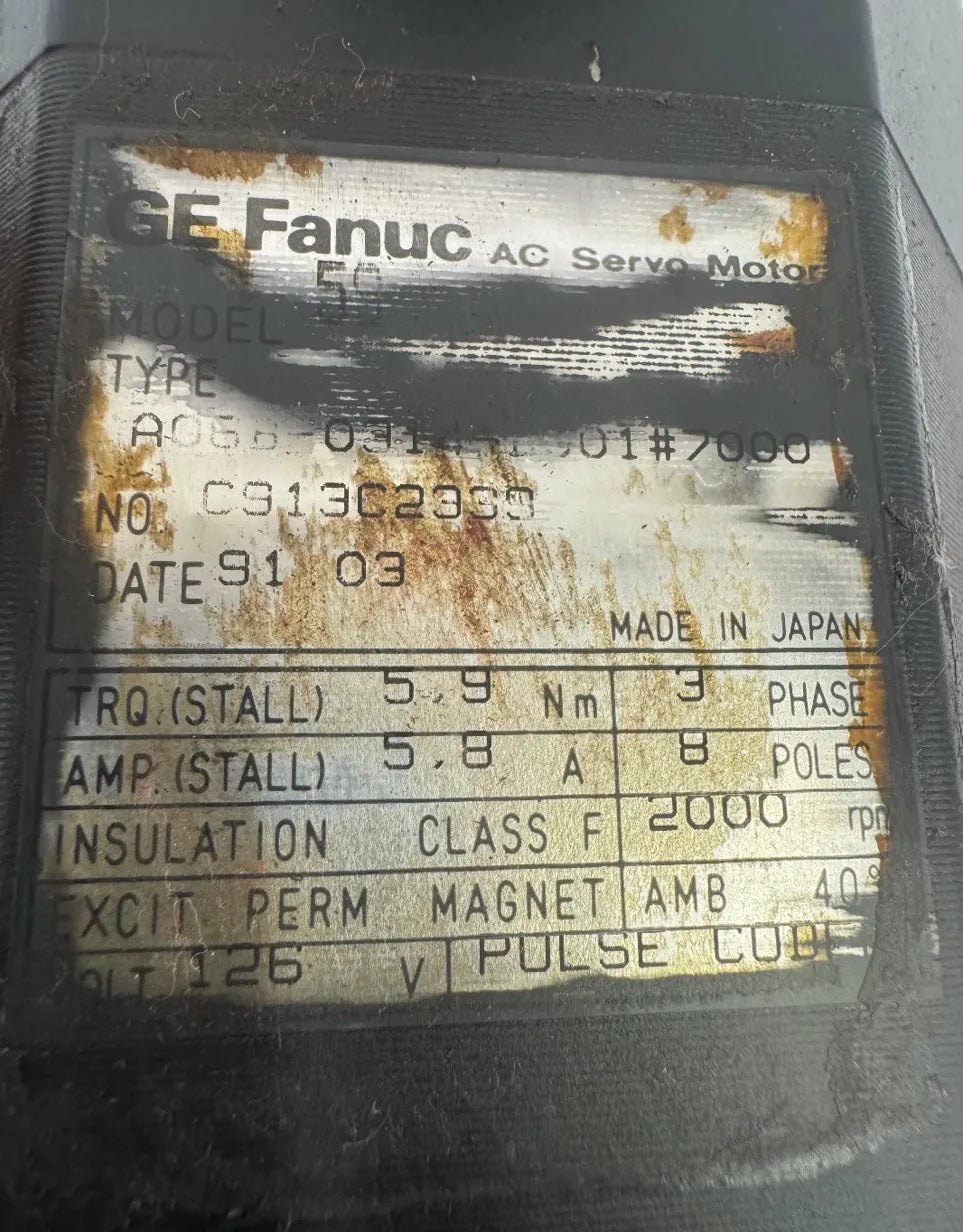GE Fanuc AC Servo Motor A06B-0314-B001#7000 - 1 kW 2000 RPM