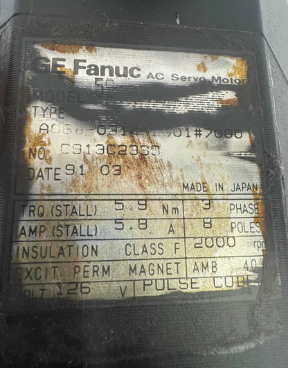 GE Fanuc AC Servo Motor A06B-0314-B001#7000 - 1 kW 2000 RPM