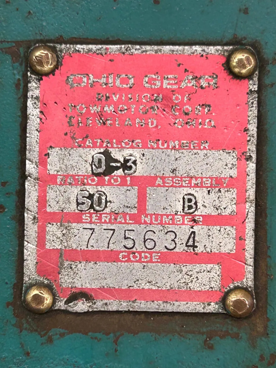 Ohio Gear Worm Gear Reducer with Motor O-3, Assembly B, 50:1 Ratio - Variable 0 RPM