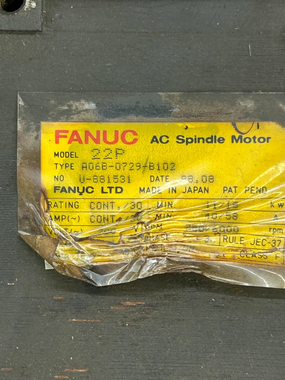 Fanuc AC Spindle Motor A06B-0729-B102 - 11 kW 1500 RPM