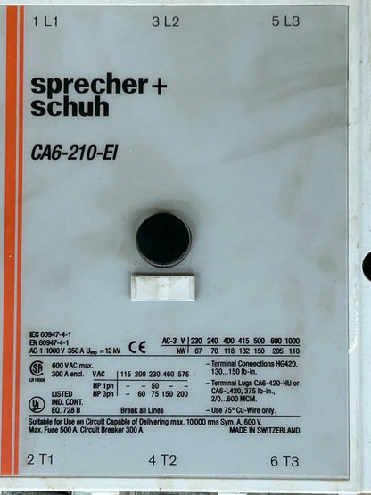 Sprecher + Schuh Contactor CA6-210-EI