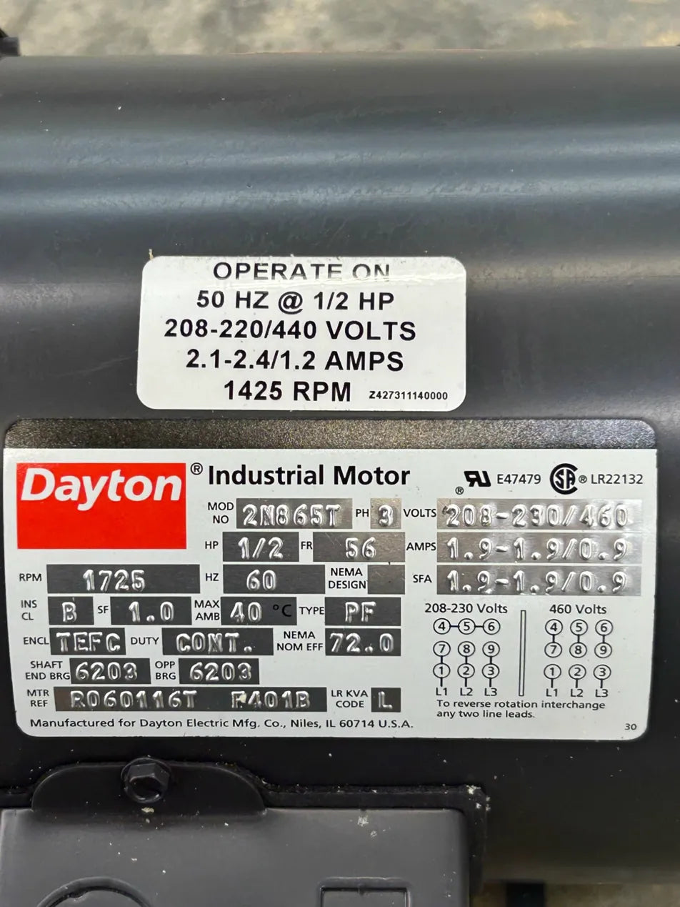 Dayton AC Motor 2N865T - 1 HP 1800 RPM