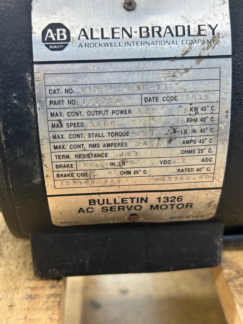 Allen-Bradley AC Servo Motor 1326AB-B3E-11 - 4 kW 3000 RPM