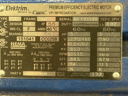 Elektrim AC Motor 20NFM-3-5-36 - 5 HP 3600 RPM