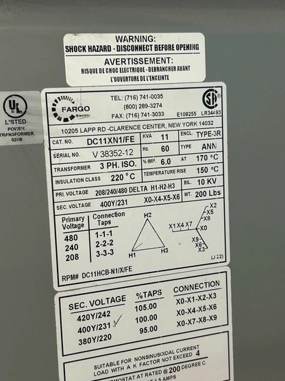 Fargo Electric Drive Isolation Transformer DC11XN1/FE