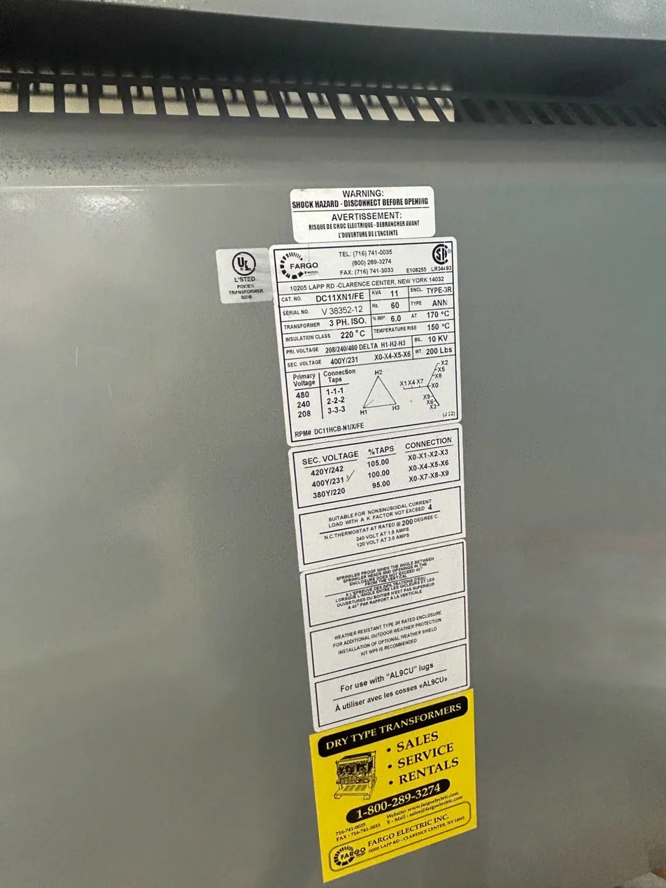 Fargo Electric Drive Isolation Transformer DC11XN1/FE