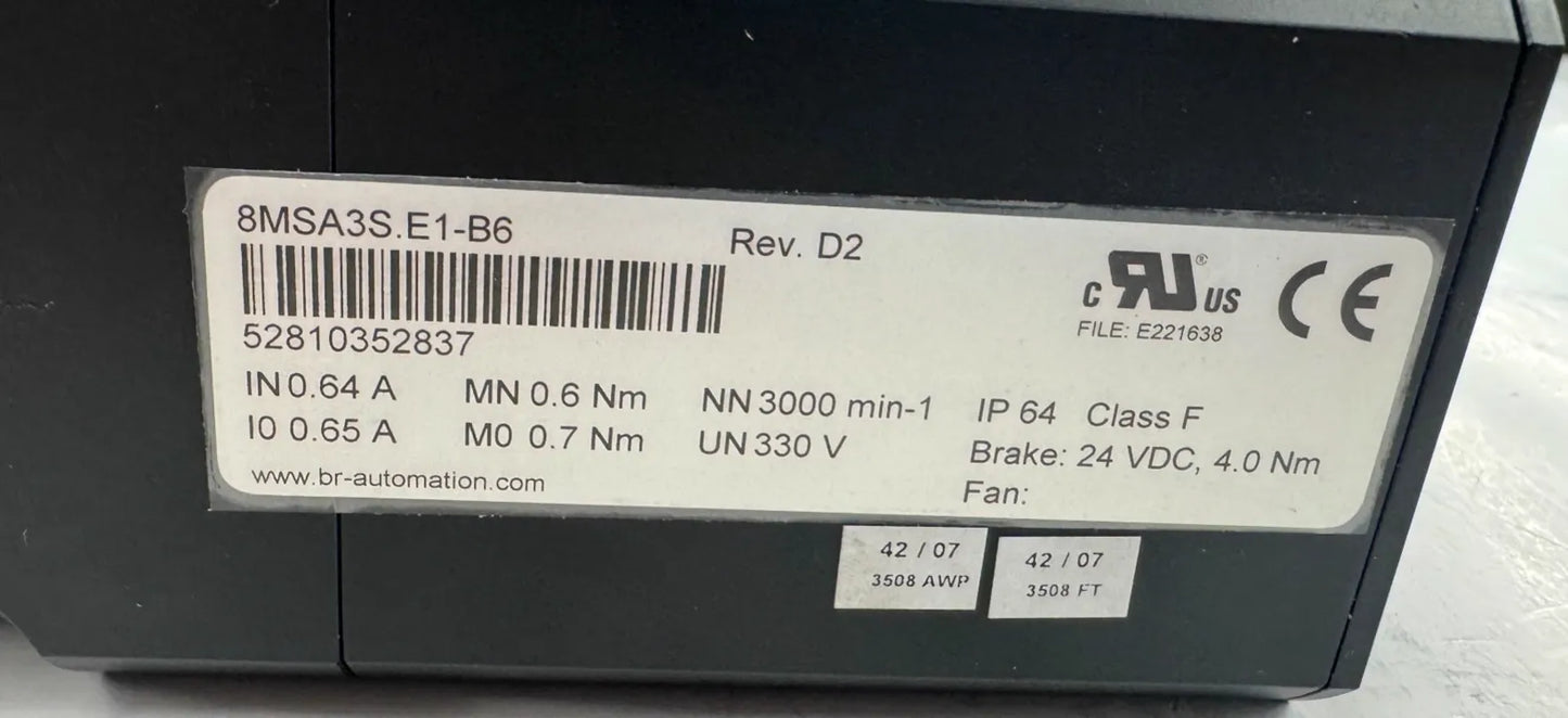 B&R Automation Servo Motor 8MSA4L.E1-68 - Variable 4500 RPM m01172