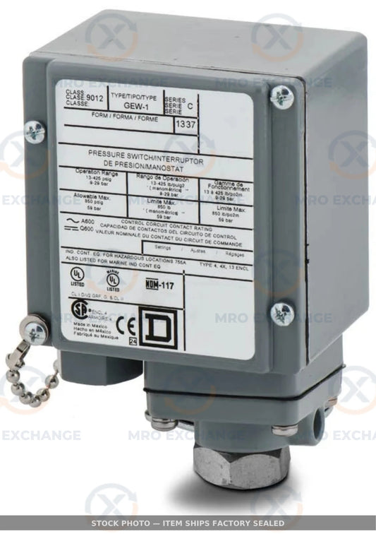 Square D 9012 GAW-26 Industrial Pressure Switch 600V AC Factory Sealed