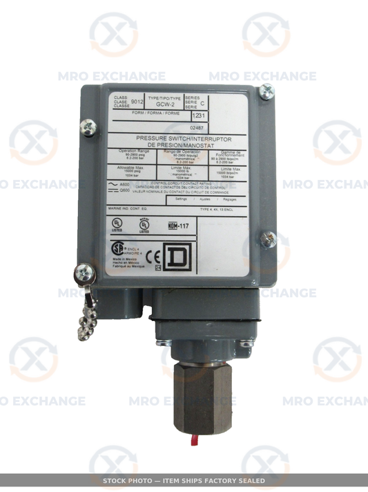 Square D 9012 GCW-2 Industrial Pressure Switch 480V AC Factory Sealed