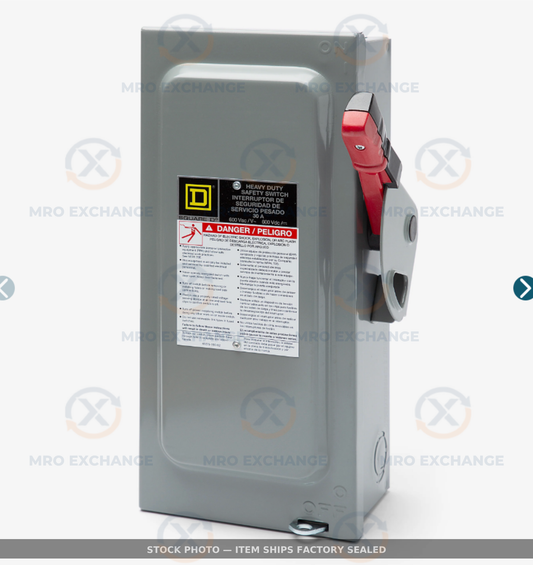Square D HU361 Heavy Duty Safety Switch 600V Factory Sealed