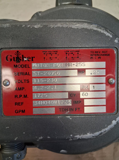 Gusher Pumps Horizontal Centrifugal Coolant Pump HR-25SL-114E 1 In. NPT