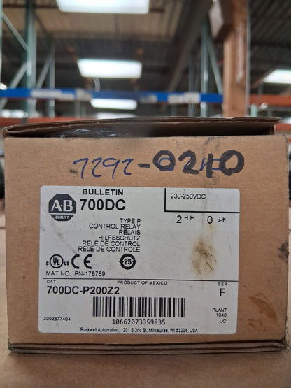 Allen-Bradley DC Control Relay 700DC-P200Z2 230-250V DC Coil