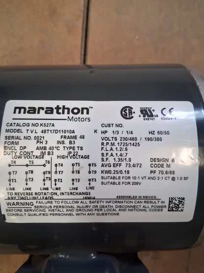 Marathon Motors AC Motor K527A / 48T17D11010A - 1 HP 1800 RPM
