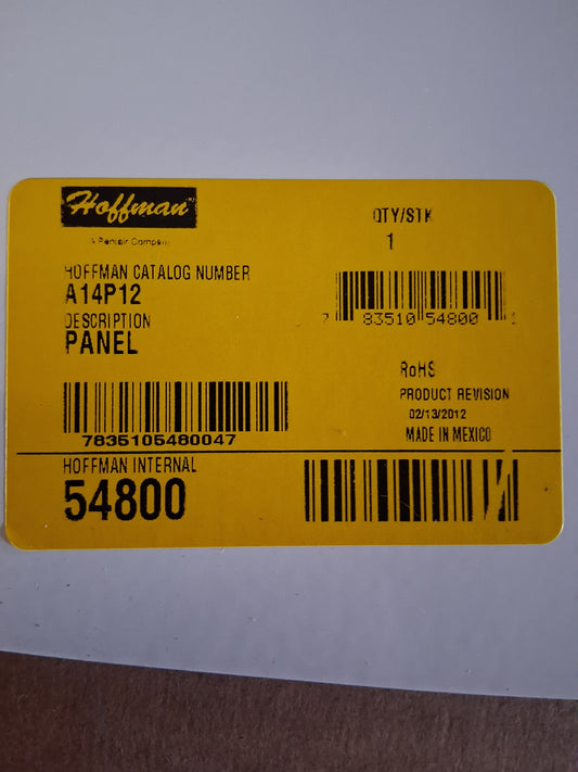 Hoffman A14P12 Junction Box Panel