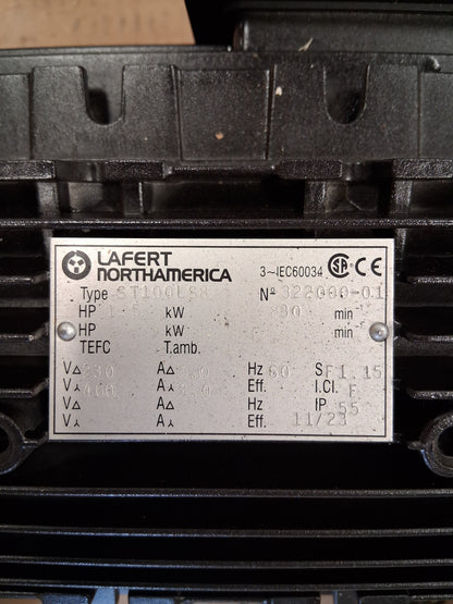 Lafert North America AC Motor ST100LS8 - 1 HP 900 RPM
