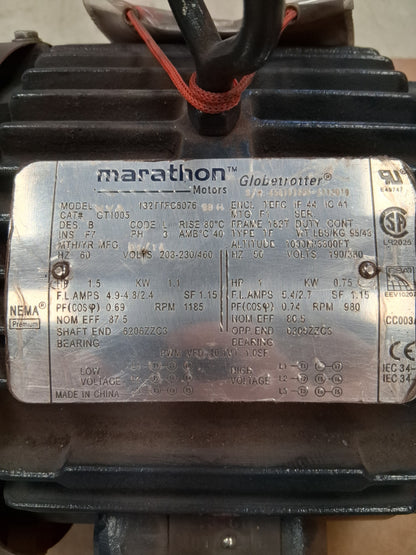 Marathon Motors AC Motor 182TTFC6076 (CAT# GT1005) - 1 kW 1200 RPM