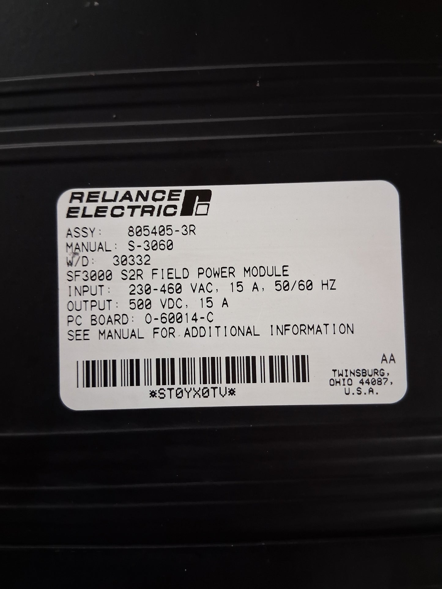 Reliance Electric 805405-3R Field Power Module Untested Surplus