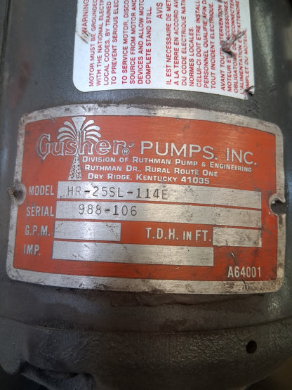 Gusher Pumps Horizontal Centrifugal Coolant Pump HR-25SL-114E 1 In. NPT
