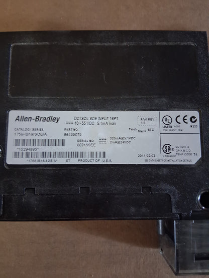 Allen-Bradley Sequence of Events Input Module 1756-IB16ISOE/A 10 to 55 VDC