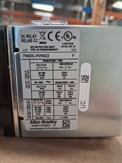 Allen-Bradley DC Control Relay 700DC-P200Z2 230-250V DC Coil