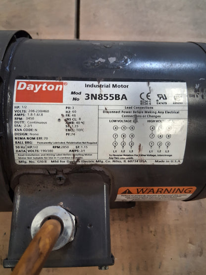 Dayton Industrial Motor 3N855BA - 1 HP 3600 RPM