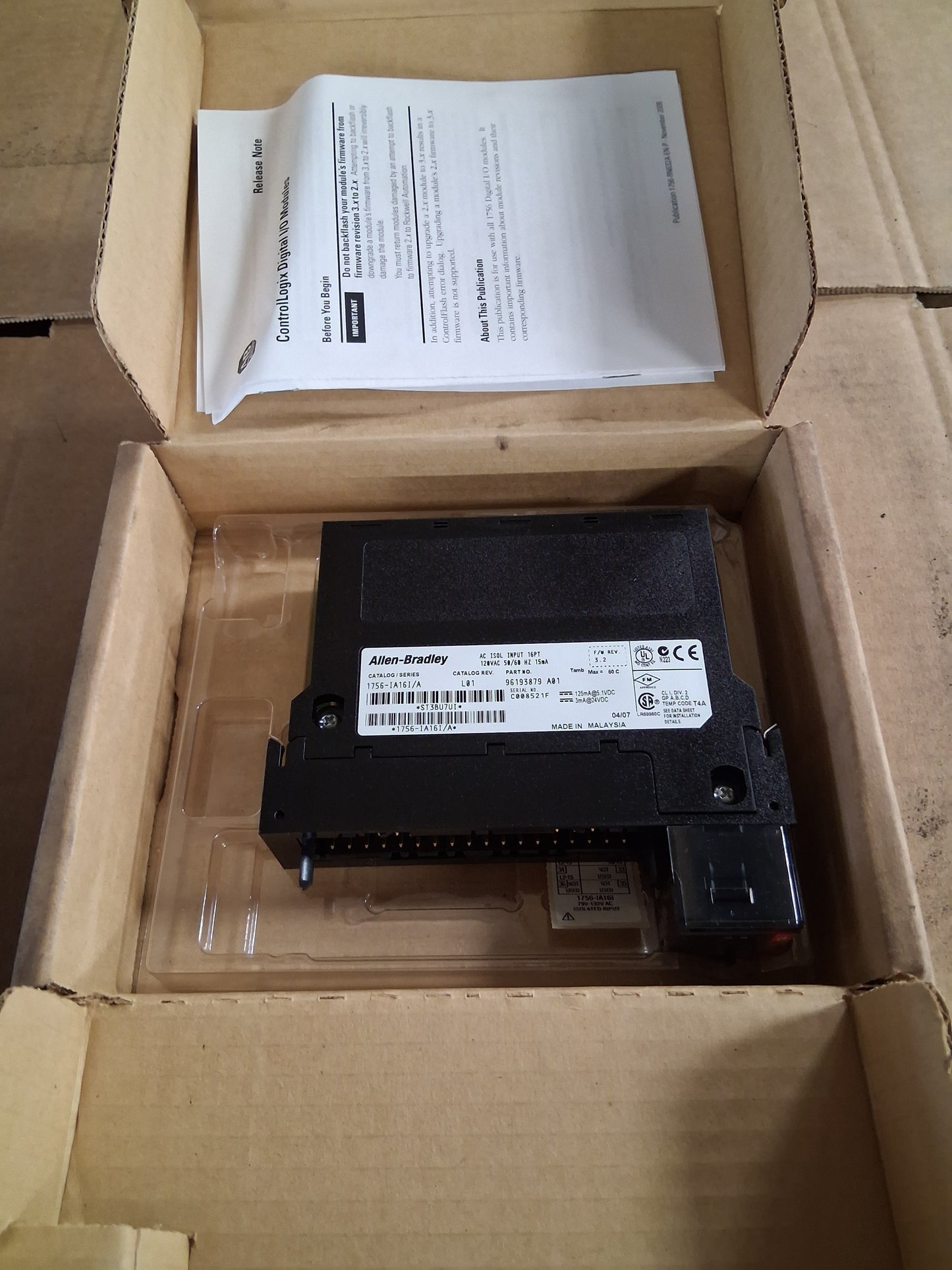 Allen-Bradley Isolated Input Module 1756-IA16I 120V AC