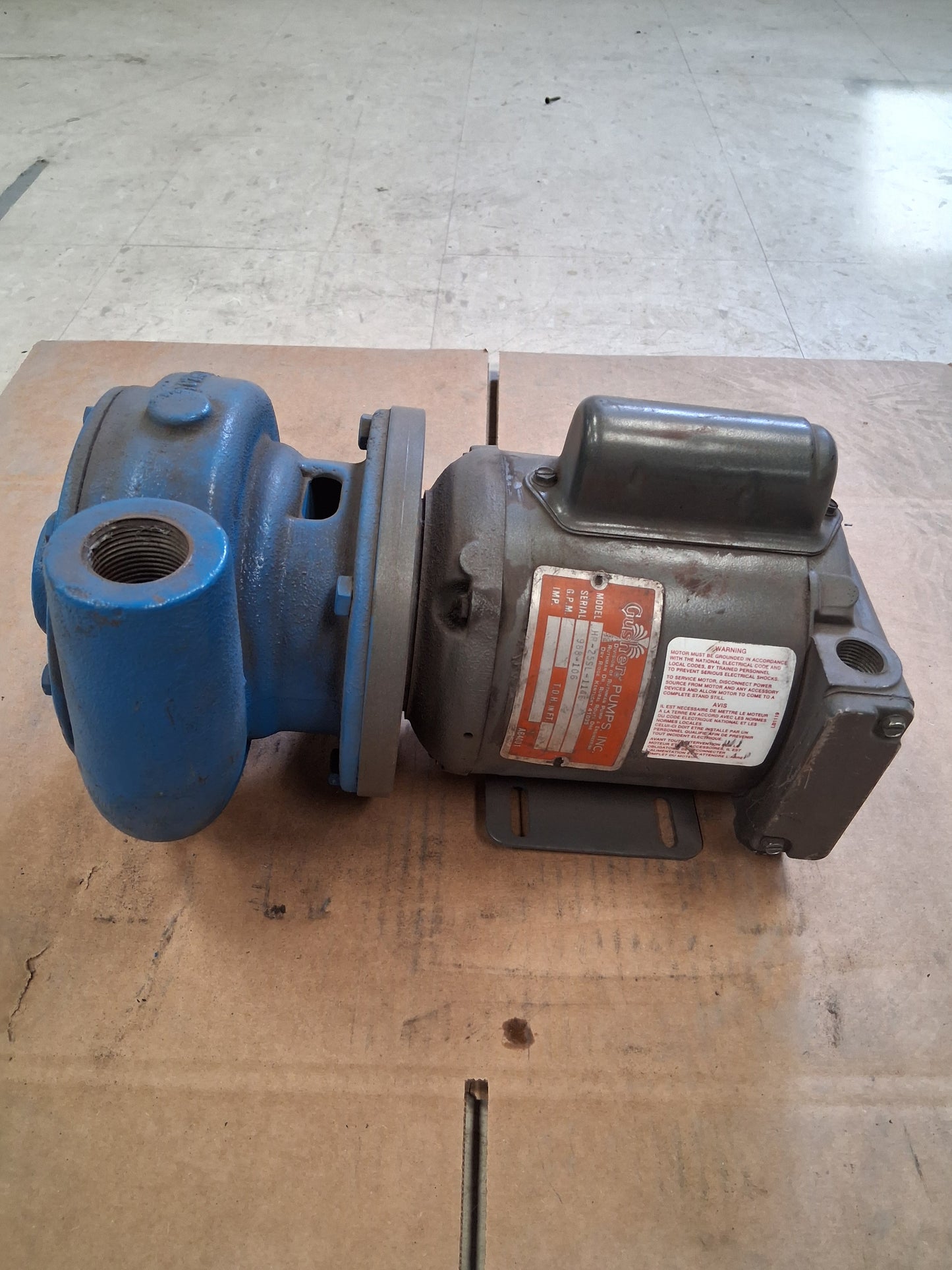 Gusher Pumps Horizontal Centrifugal Coolant Pump HR-25SL-114E 1 In. NPT