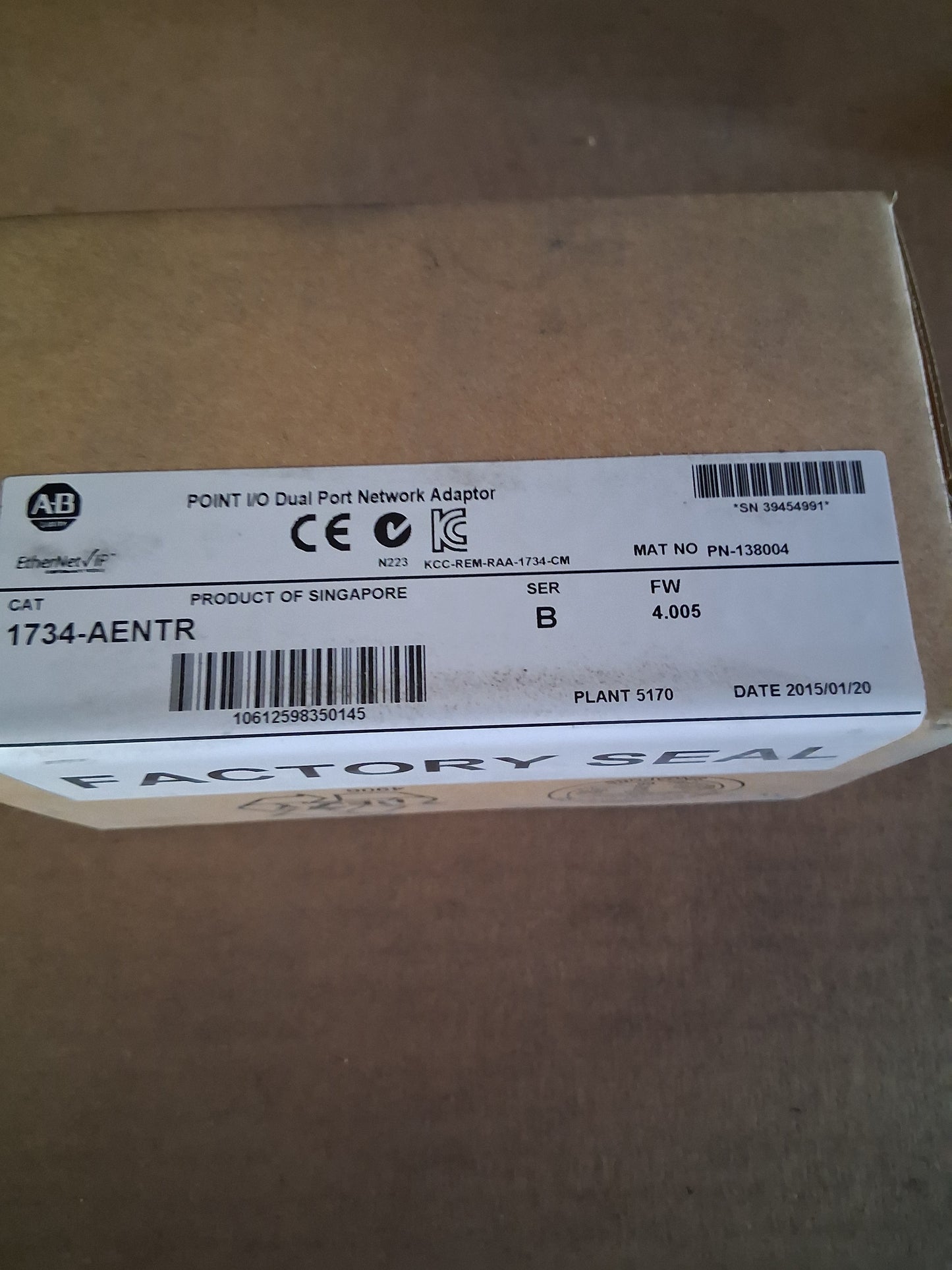 Allen-Bradley POINT I/O Dual Port Network Adaptor 1734-AENTR 24 VDC