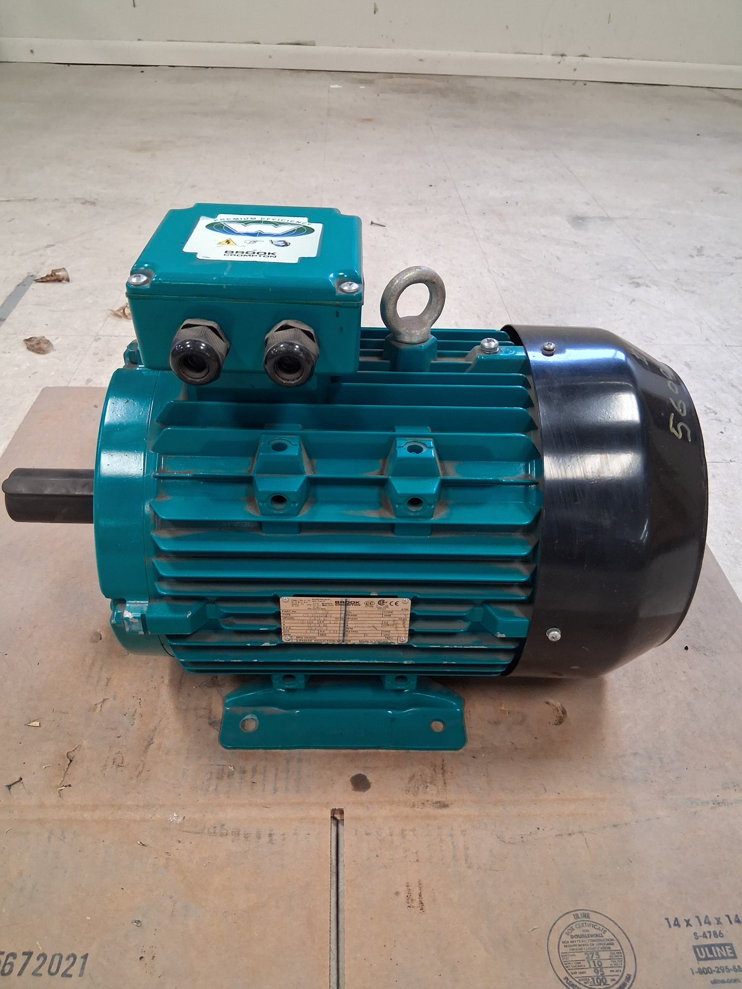 Brook Crompton 3 Phase Induction Motor BA4M7.5V4 / Type WPN-DA132SM-4 - 7 HP 1800 RPM