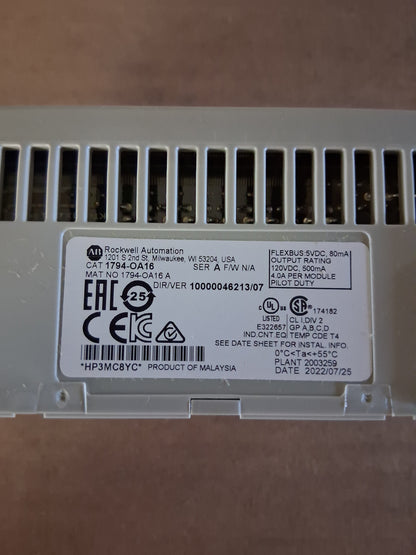 Allen-Bradley FLEX I/O 16 Point Digital Output Module 1794-OA16 Series A 120V AC