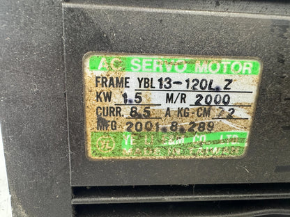 Ye Li Electric Motor Co., Ltd. AC Servo Motor YBL13-120L.Z - 2 HP 2000 RPM