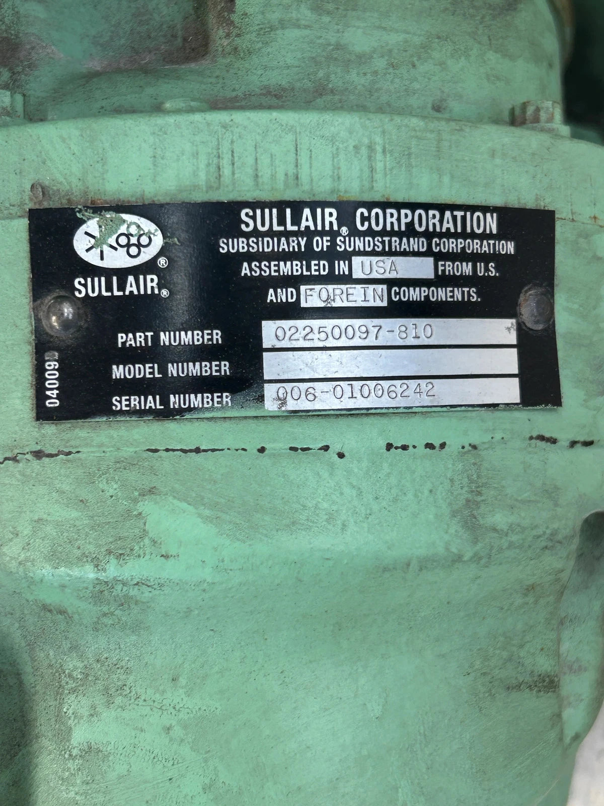 Sullair LS-10A 40H AC KT 40 HP Rotary Screw Air Compressor 125 PSIG